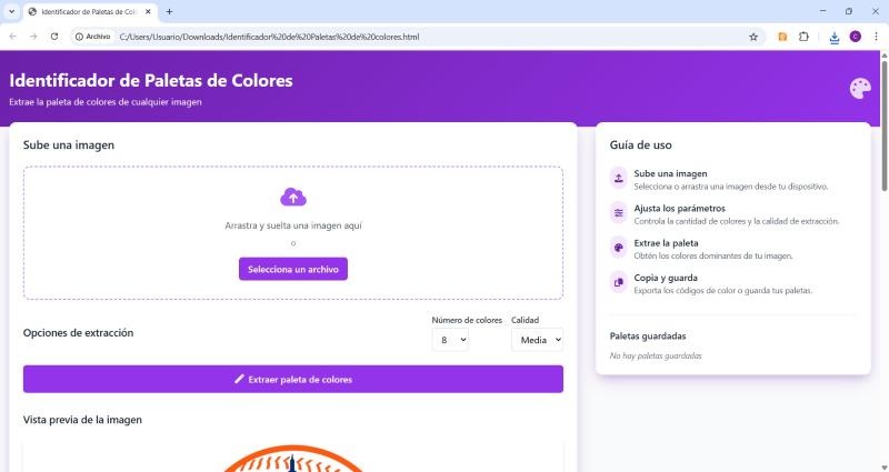 Aplicación web para extraer paletas de colores de una imagen.